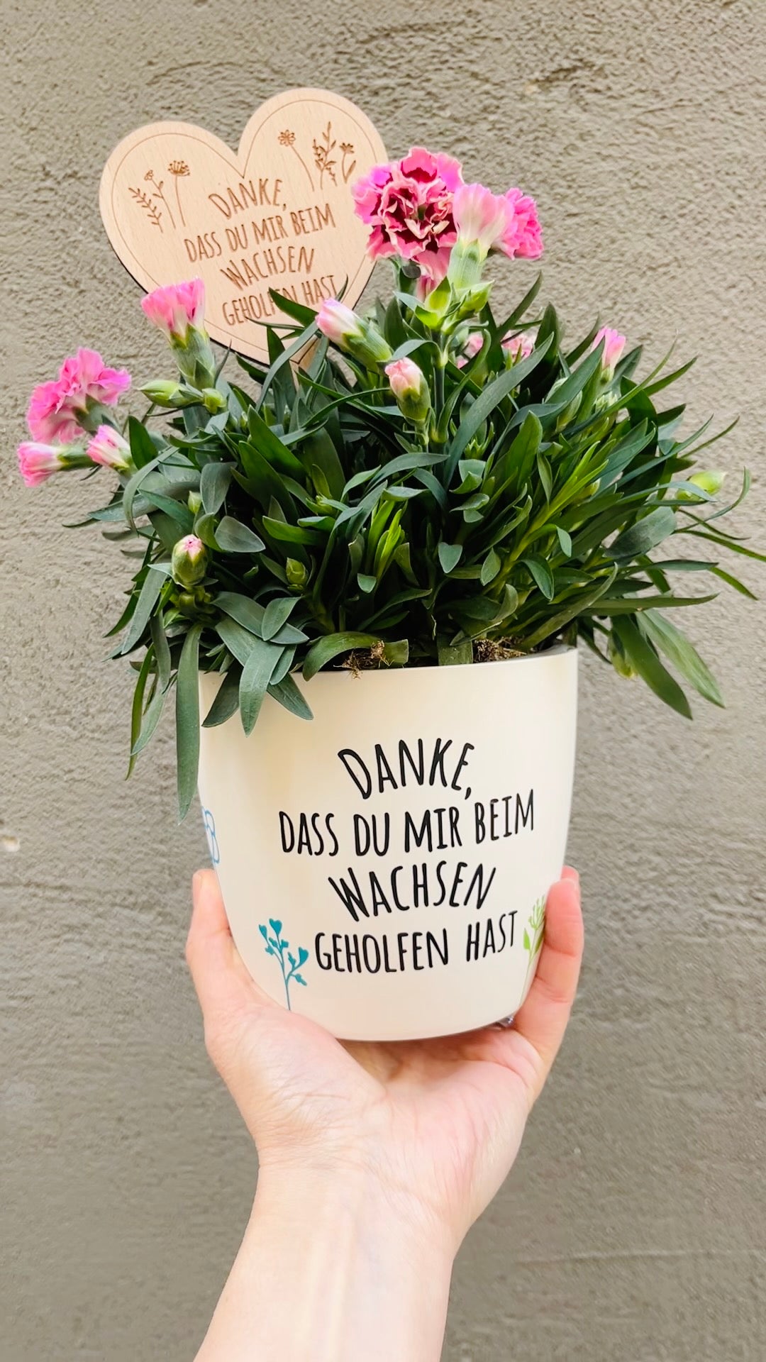 Personalisierter Blumenstecker Herz aus Holz – Abschiedsgeschenk für Erzieherin & Lehrer | Danke Geschenk Kita & Schule - Grundschule