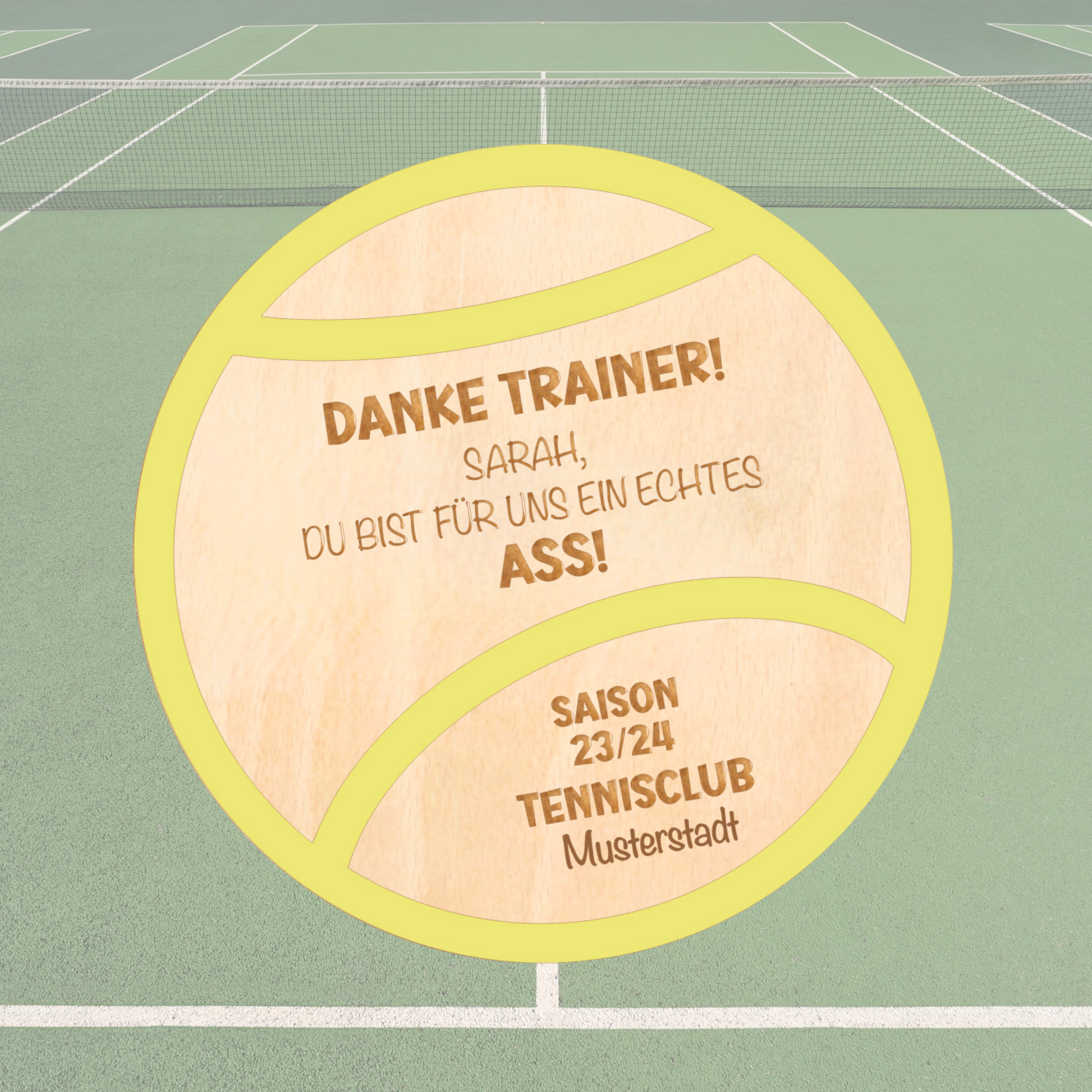 Holzschild Tennis Ball - Trainer Geschenk Danke sagen - Tennis Verein Geschenk - Coach Abschied - Geschenk Aufstieg