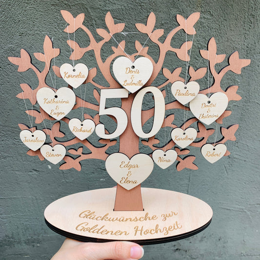 Gift anniversary - family tree - gift grandma &amp; grandpa - golden wedding - family tree family wedding - round birthday personalized