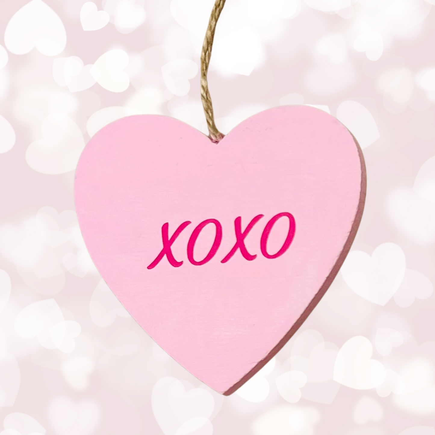 Geschenk zum Valentinstag für Paare - Valentinstagsgeschenk - Candy Hearts - Holzherz Geschenk für Verliebte - Herzanhänger Valentinstag personalisiert