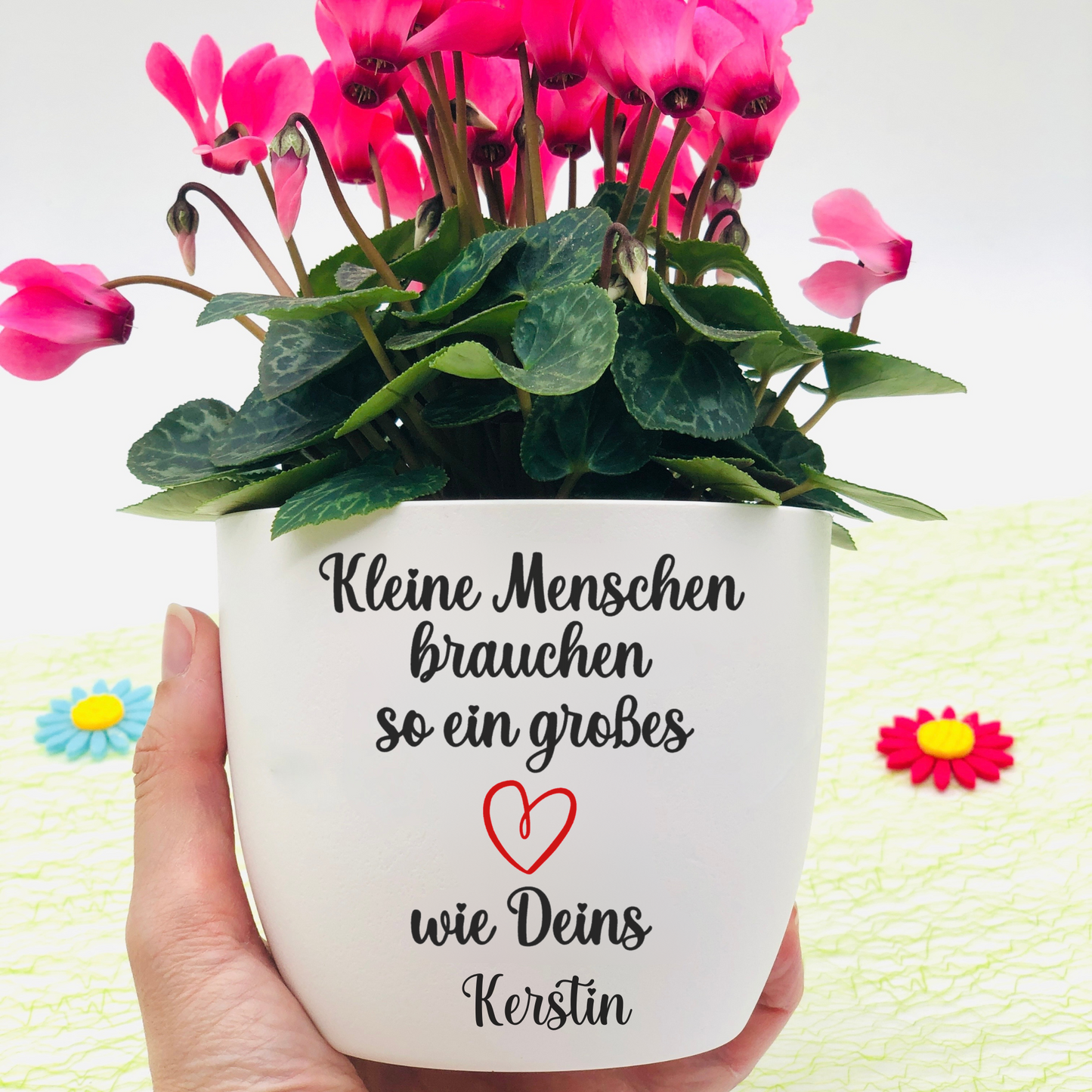 Flower pot white or black "Little people need hearts as big as yours" - farewell gift teacher or educator - personalized