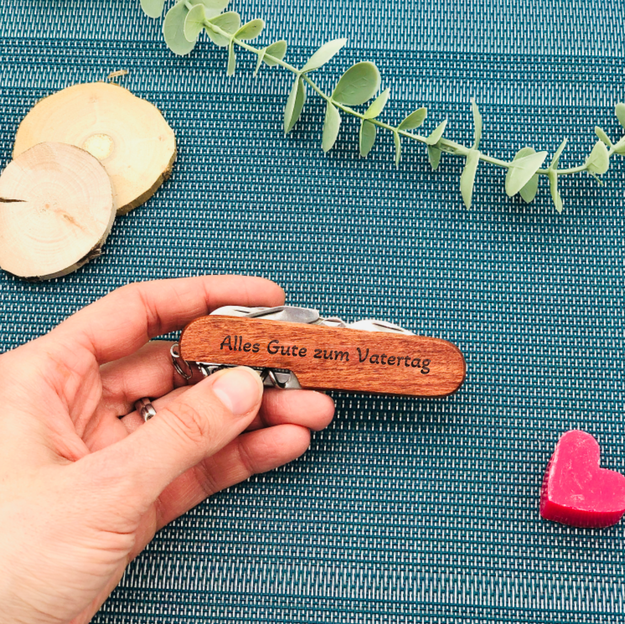 Gift for Father's Day - Pocket knife with wooden handle - Gift with engraving for Dad / Grandpa for Father's Day - Father's Day gift personalized