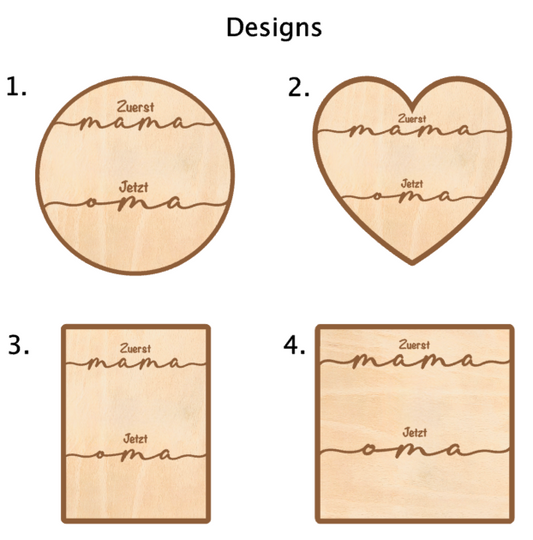 Holzschild Muttertagsgeschenk - Geschenk Mama oder Oma - Holzschild zuerst Mama jetzt Oma -Kindernnamen - Enkel - Blumen - personalisiert - Formen