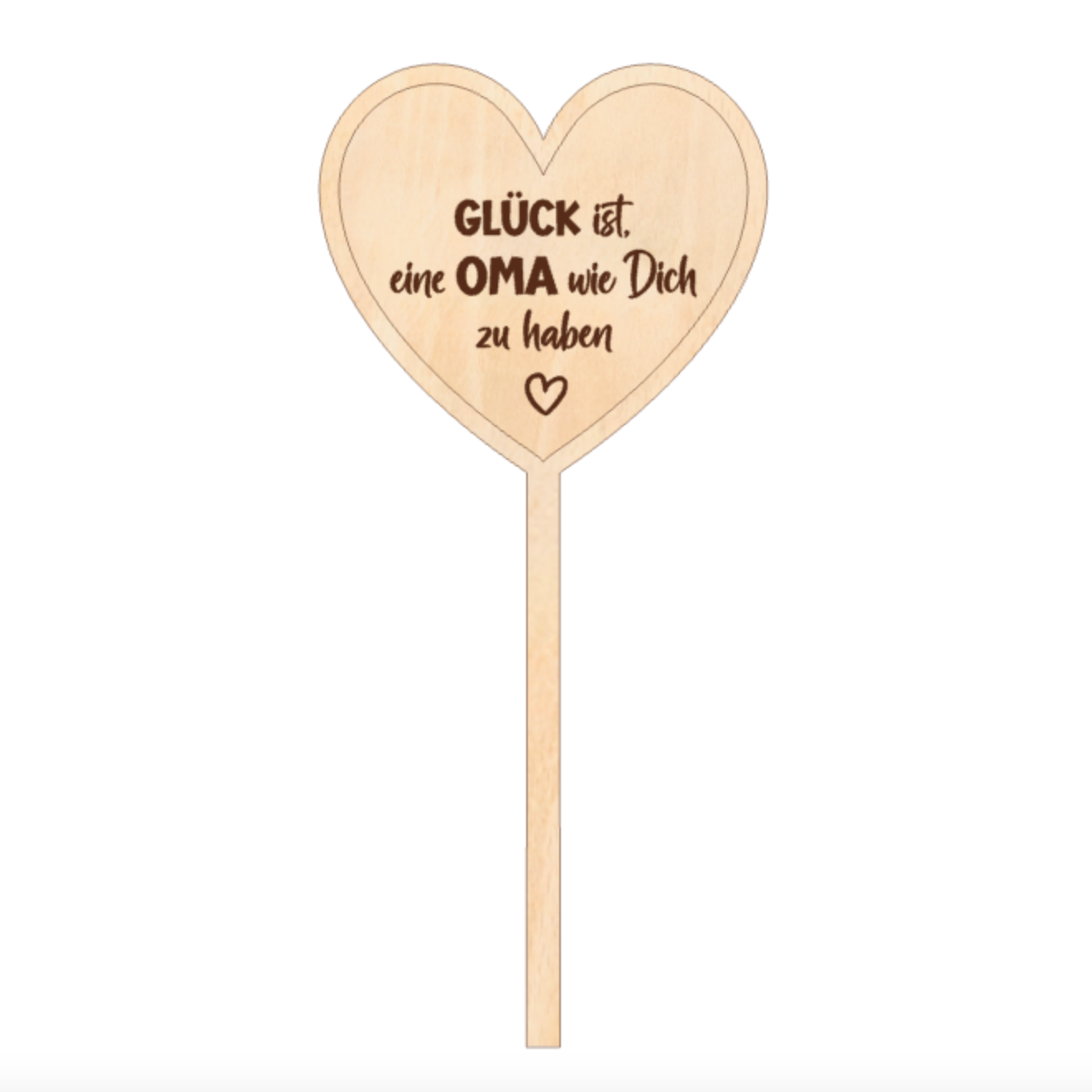 Blumenstecker Herz graviert - Muttertag Geschenk aus Holz - Deko Blumentopf - Blumenschild Muttertag - Geschenkidee Mama Oma personalisiert- Glück ist. eine Oma wie Dich zu haben