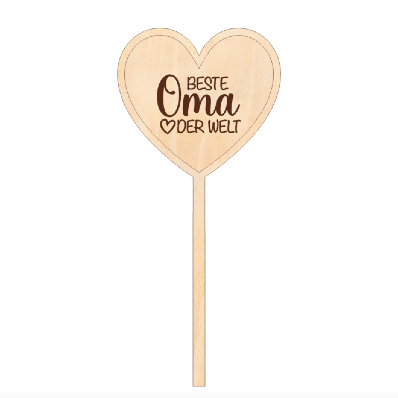 Blumenstecker Herz graviert - Muttertag Geschenk aus Holz - Deko Blumentopf - Blumenschild Muttertag - Geschenkidee Mama Oma personalisiert - Beste Oma der Welt
