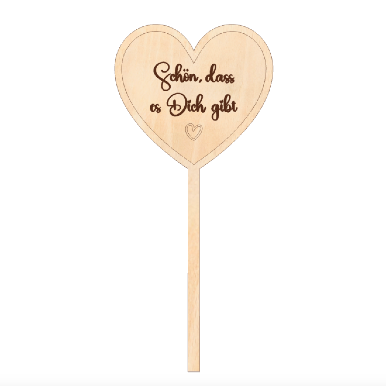 Blumenstecker Herz graviert - Muttertag Geschenk aus Holz - Deko Blumentopf - Blumenschild Muttertag - Geschenkidee Mama Oma personalisiert -  Schön, dass es Dich gibt