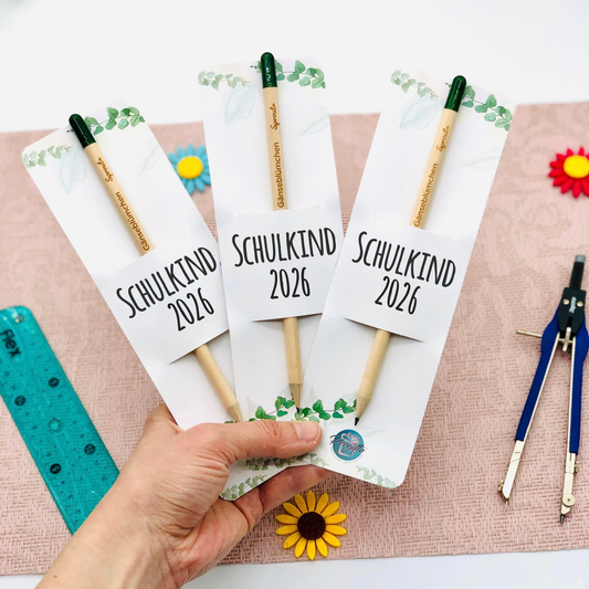Geschenk zur Einschulung für Schultüte - Bleistift zum Einpflanzen Set - Schulkind 2026 - personalisiert - Schulanfang Sprout