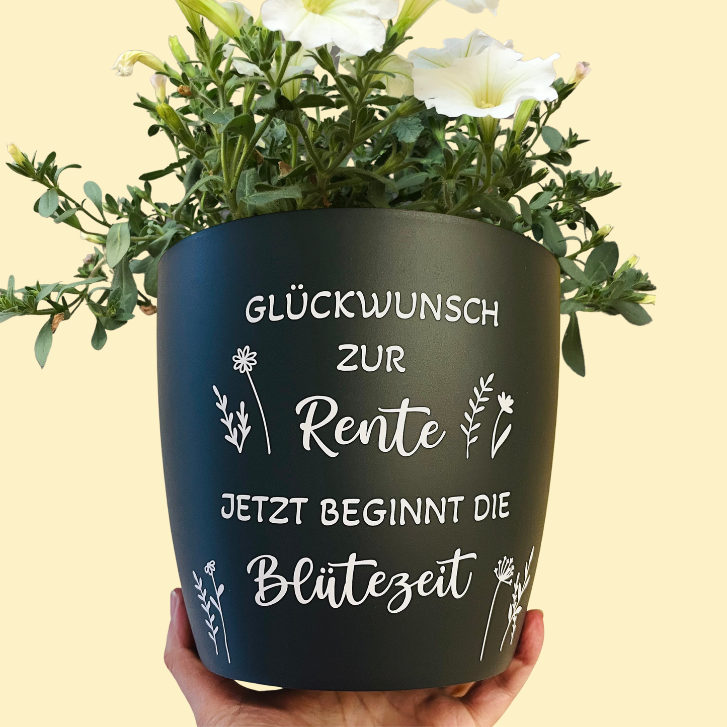 Personalisierter Blumentopf zum Ruhestand – Geschenk zur Rente „Jetzt beginnt die Blütezeit“