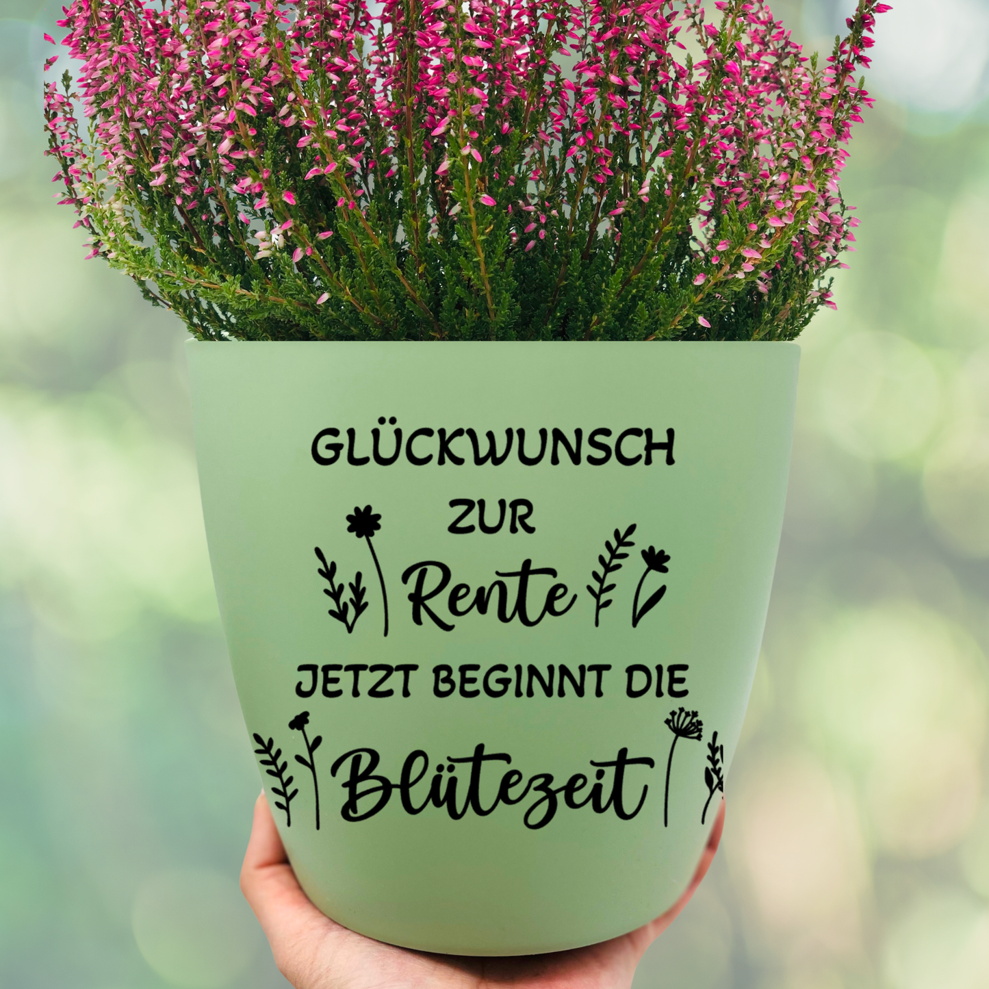 Personalisierter Blumentopf zum Ruhestand – Geschenk zur Rente - Grün