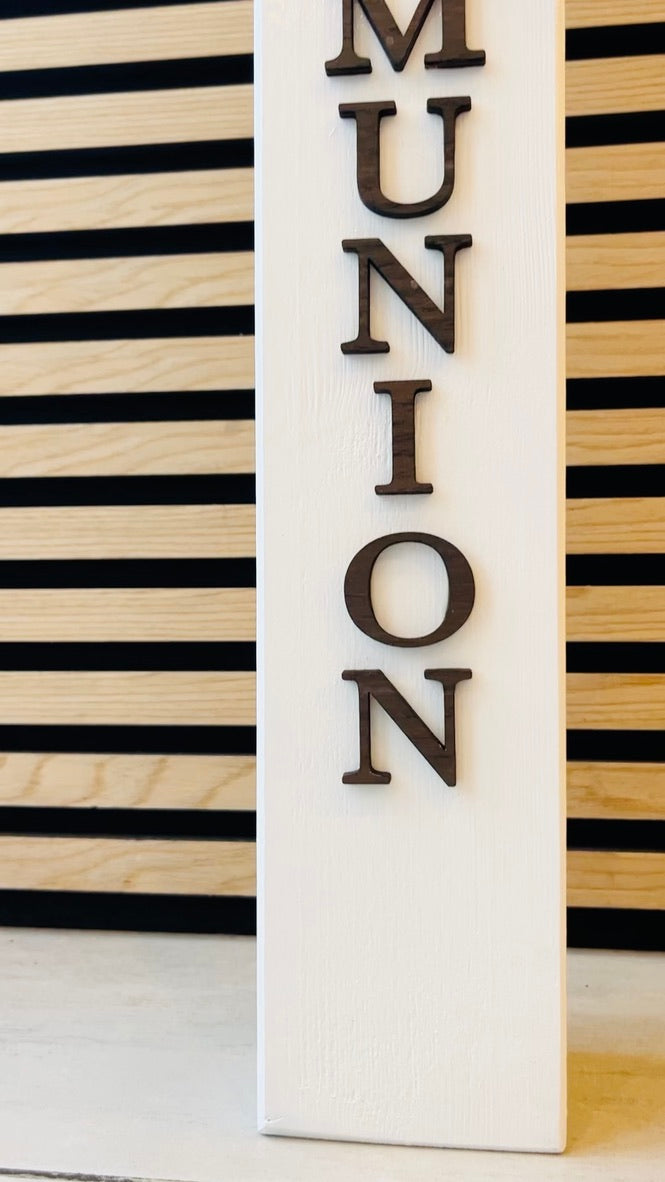 Kommunion Deko Fisch-Aufsteller Holz - Stele Fisch - Fisch Konfirmation Firmung Taufe - Fisch Aufsteller Tür - handgefertigt personalisiert