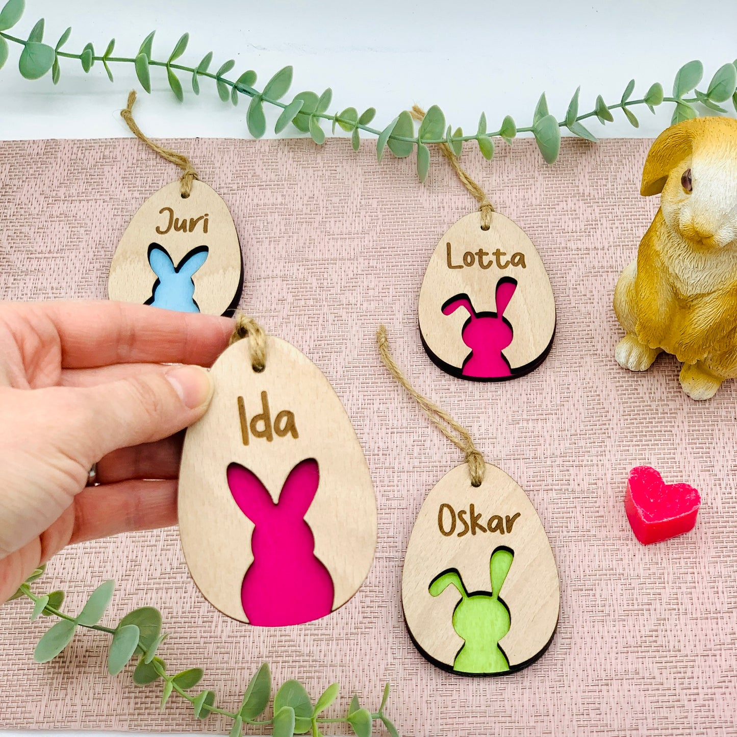 Gift tag Easter egg made of wood - name tag children's names made of wood - pendant Easter gift - guest gift - place card personalized