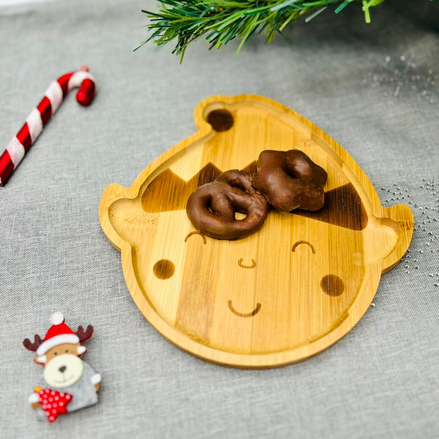 Geschenk Weihnachten Kind - Bambus Weihnachtsteller mit Name | Kindergeschirr Holz | Personalisiertes Geschenk Baby, Weihnachtsgeschenk Kind - Elfteller
