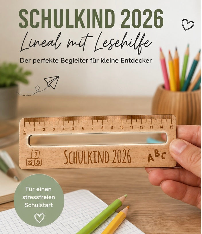 Personalisierte Lesehilfe mit Lineal für Kinder – Geschenk zur Einschulung - personalisiert