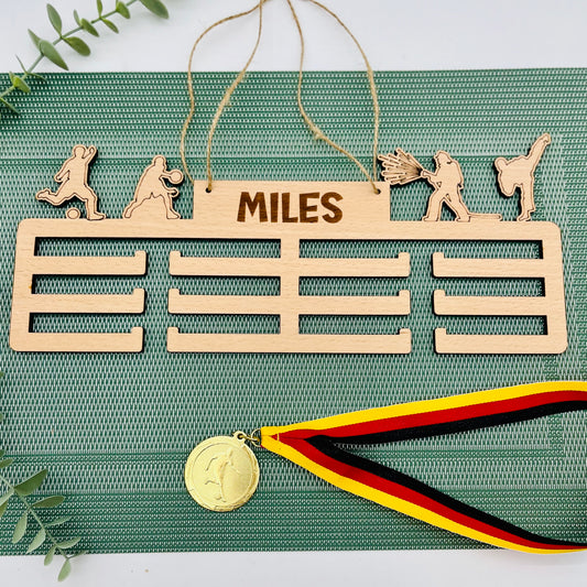 personalisiert Medaillenhalter für Sportmedaillen - Geschenk Aufhänger für Sportabzeichen - Aufbewahrung Medaillen 