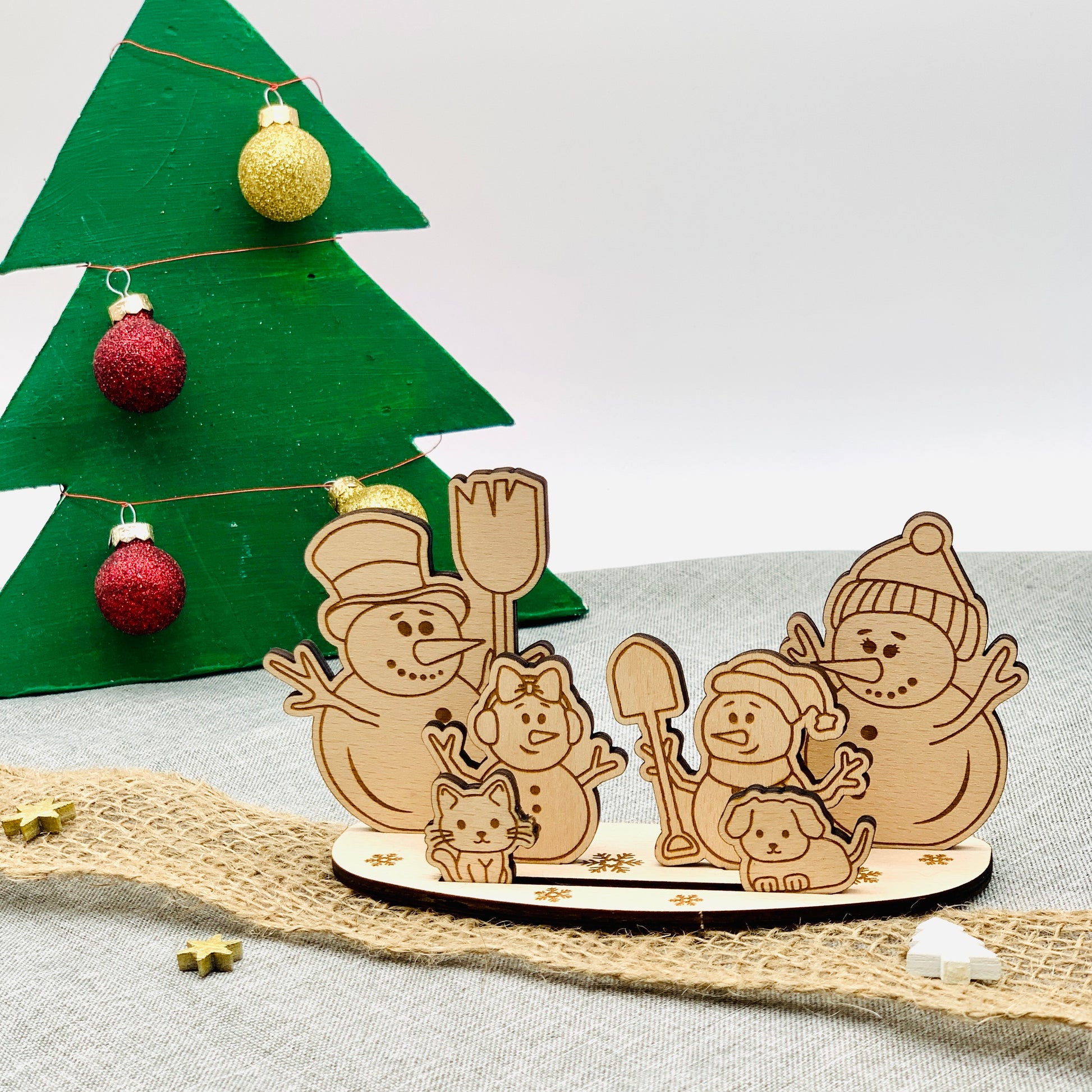 Grußkarte Weihnachten mit Aufsteller aus Holz - kleines Weihnachtsgeschenk - Weihnachtspost - Weihnachtsgrüße Holz - Wichtelgeschenk