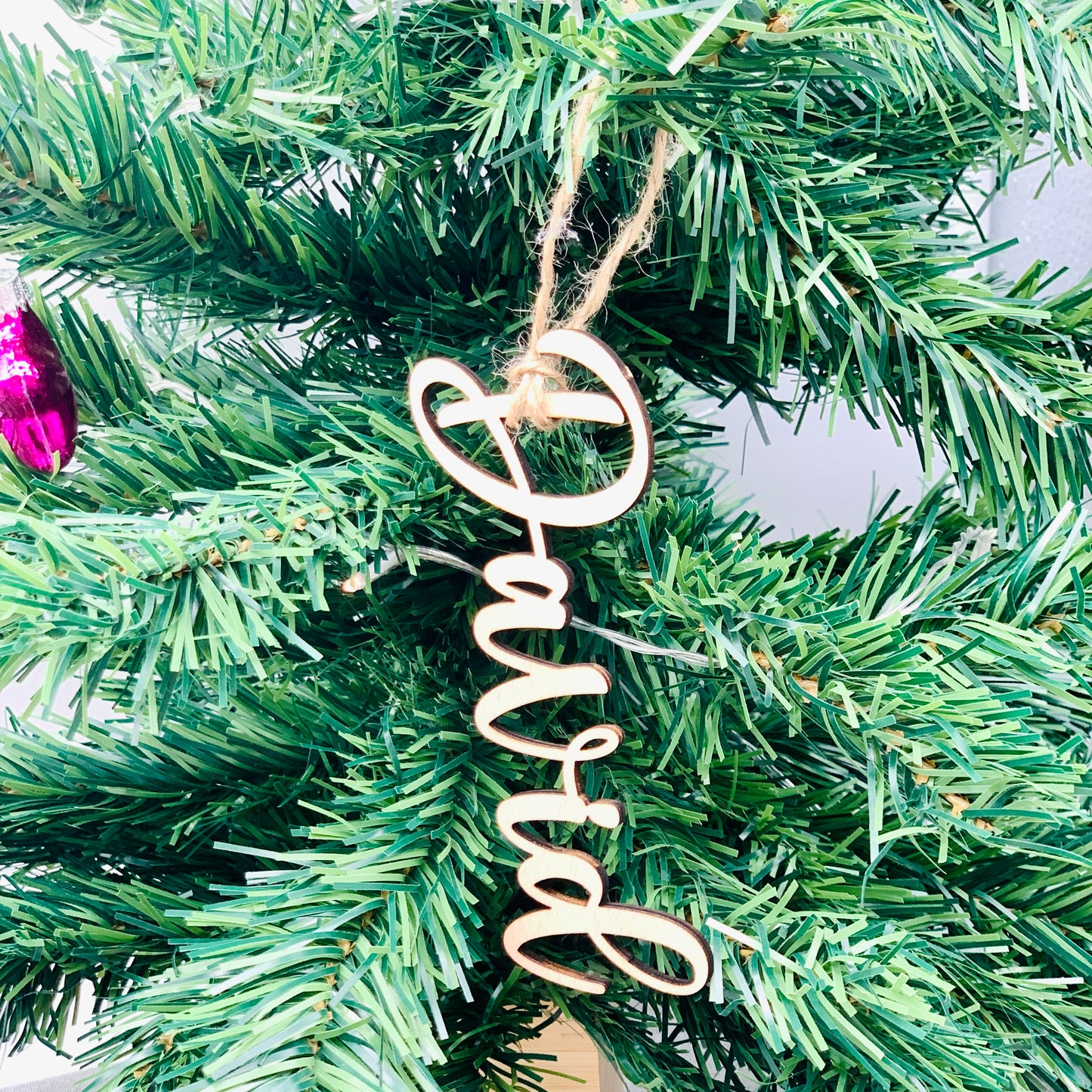 Christmas ornament with initial and name made of wood - sustainable wooden Christmas ornament with name - personalized Christmas tree decoration