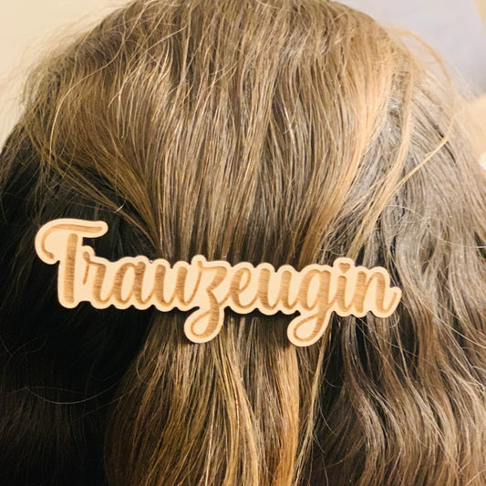 Haarspange Trauzeugin - Accessoire Hochzeit - Trauzeugin fragen Holzkarte - Willst du meine Trauzeugin sein? Geschenk Trauzeugin fragen 