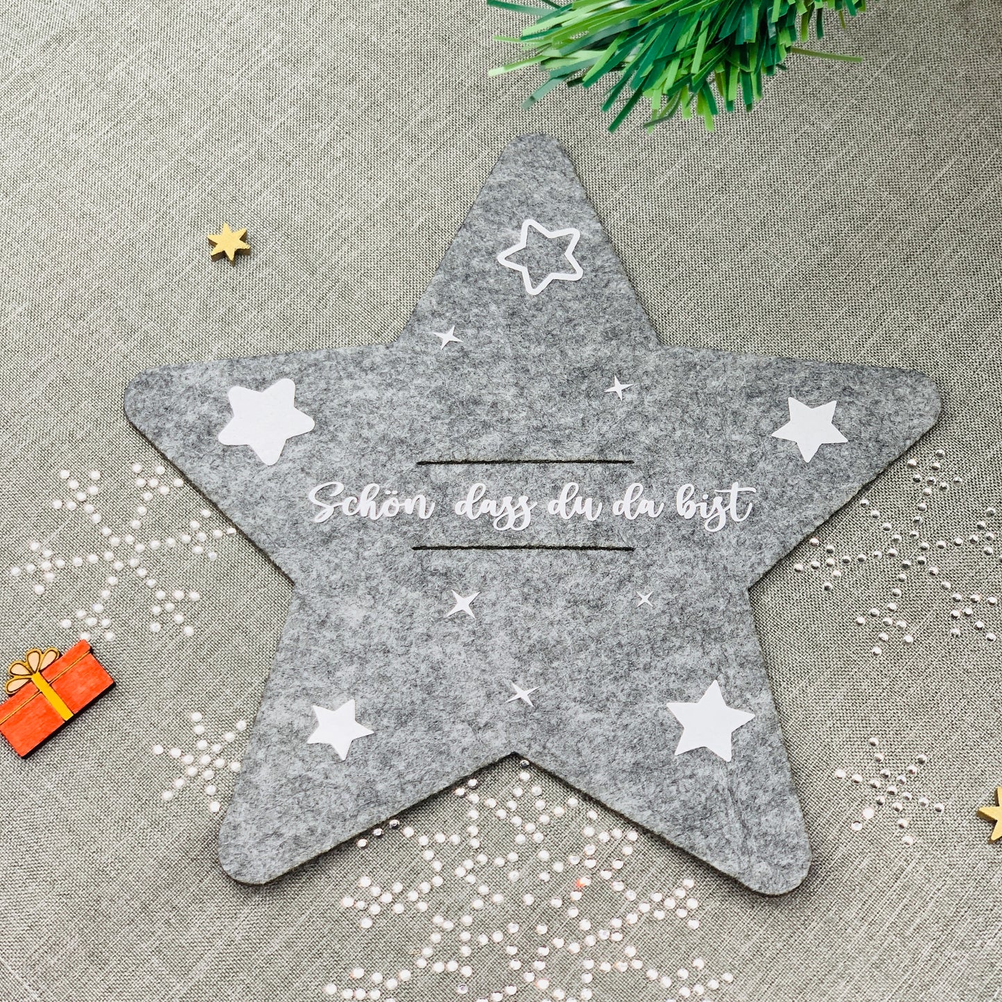 Besteckhalter Weihnachten Filz - Platzkarte Weihnachten - Namensschild Tischdeko Weihnachten -  Bestecktasche Set - personalisiert