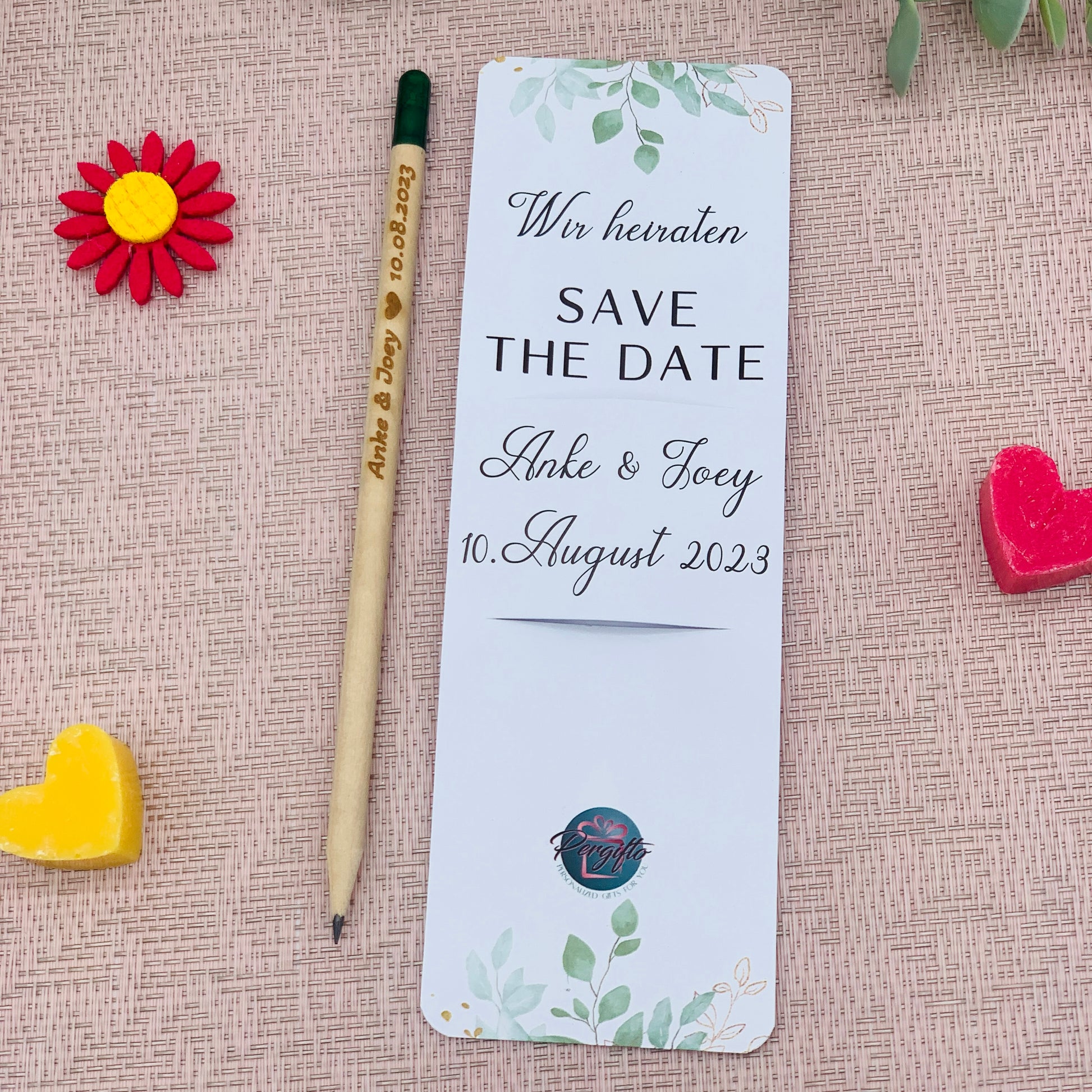 Hochzeit Bleistift zum Einpflanzen mit personalisierter Karte - Gastgeschenk Hochzeit - Save the date Hochzeitskarte - nachhaltiges Geschenk 