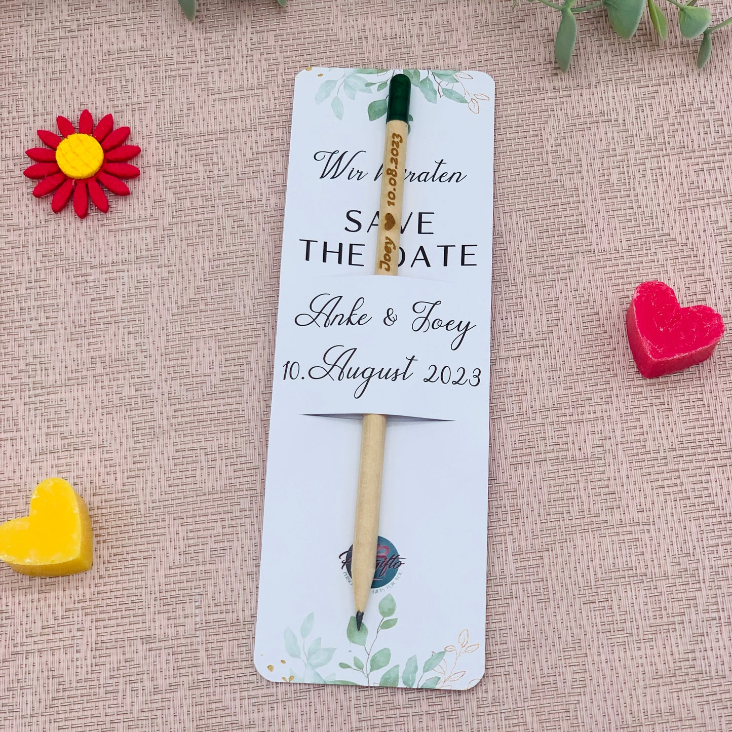 Hochzeit Bleistift zum Einpflanzen mit personalisierter Karte - Gastgeschenk Hochzeit - Save the date Hochzeitskarte - nachhaltiges Geschenk personalisiert