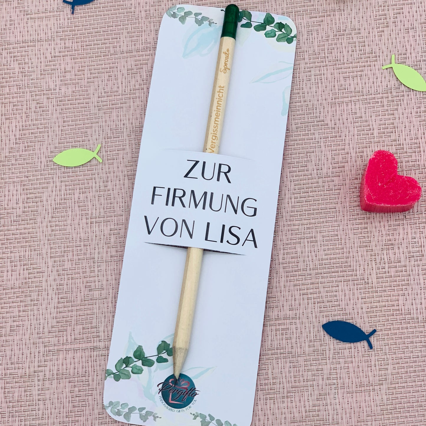 Bleistift zum Einpflanzen mit personalisierter Karte - Gastgeschenk Taufe Kommunion Firmung - nachhaltiges Geschenk - Bleistift mit Gravur personalisiert