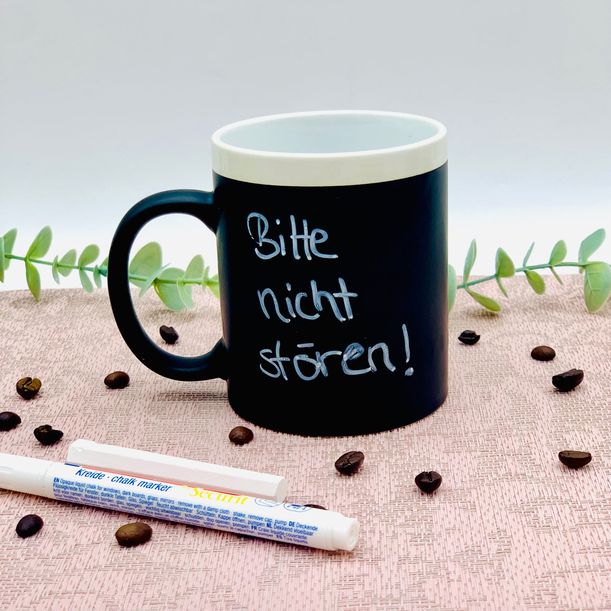 Tasse Tafelfarbe - DIY beschreibbare Tasse mit Kreide - Geschenk Geburtstag Freundin, Freund - Tasse mit Botschaft beschreibbar