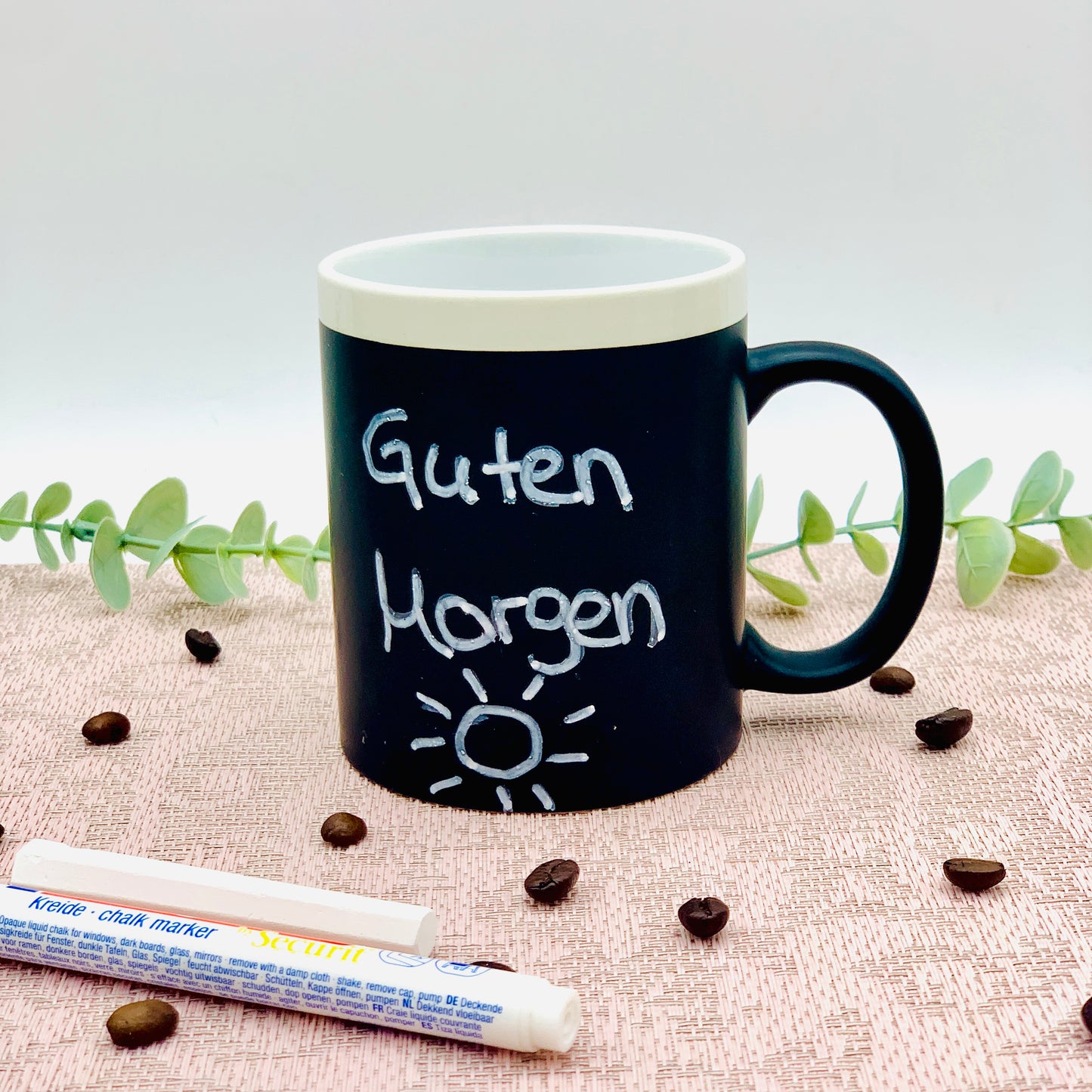 Tasse mit Tafelfarbe - DIY beschreibbare Tasse mit Kreide - Geschenk Geburtstag Freundin, Freund - Tasse mit Botschaft beschreibbar