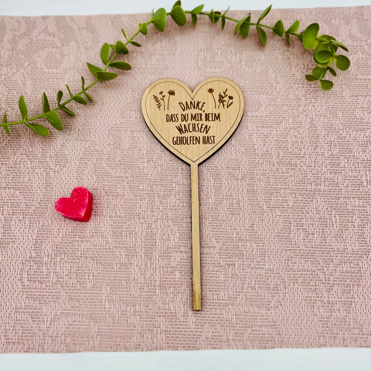 Blumenstecker Holz Herz Danke Geschenk Lehrer Kita - Abschiedsgeschenk Erzieherin - Abschied Schulabschluss 