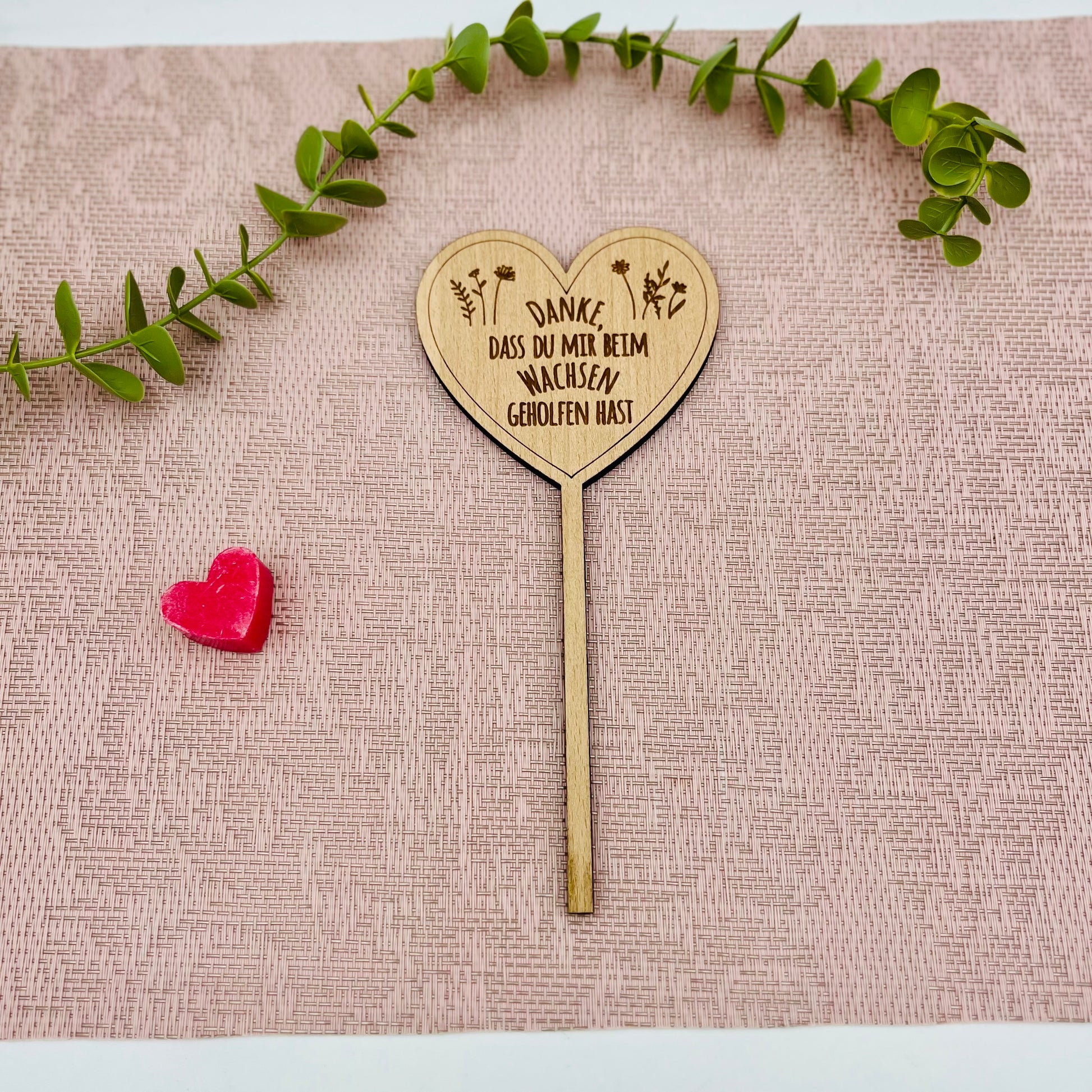 Blumenstecker Holz Herz Danke Geschenk Lehrer Kita - Abschiedsgeschenk Erzieherin - Abschied Schulabschluss 