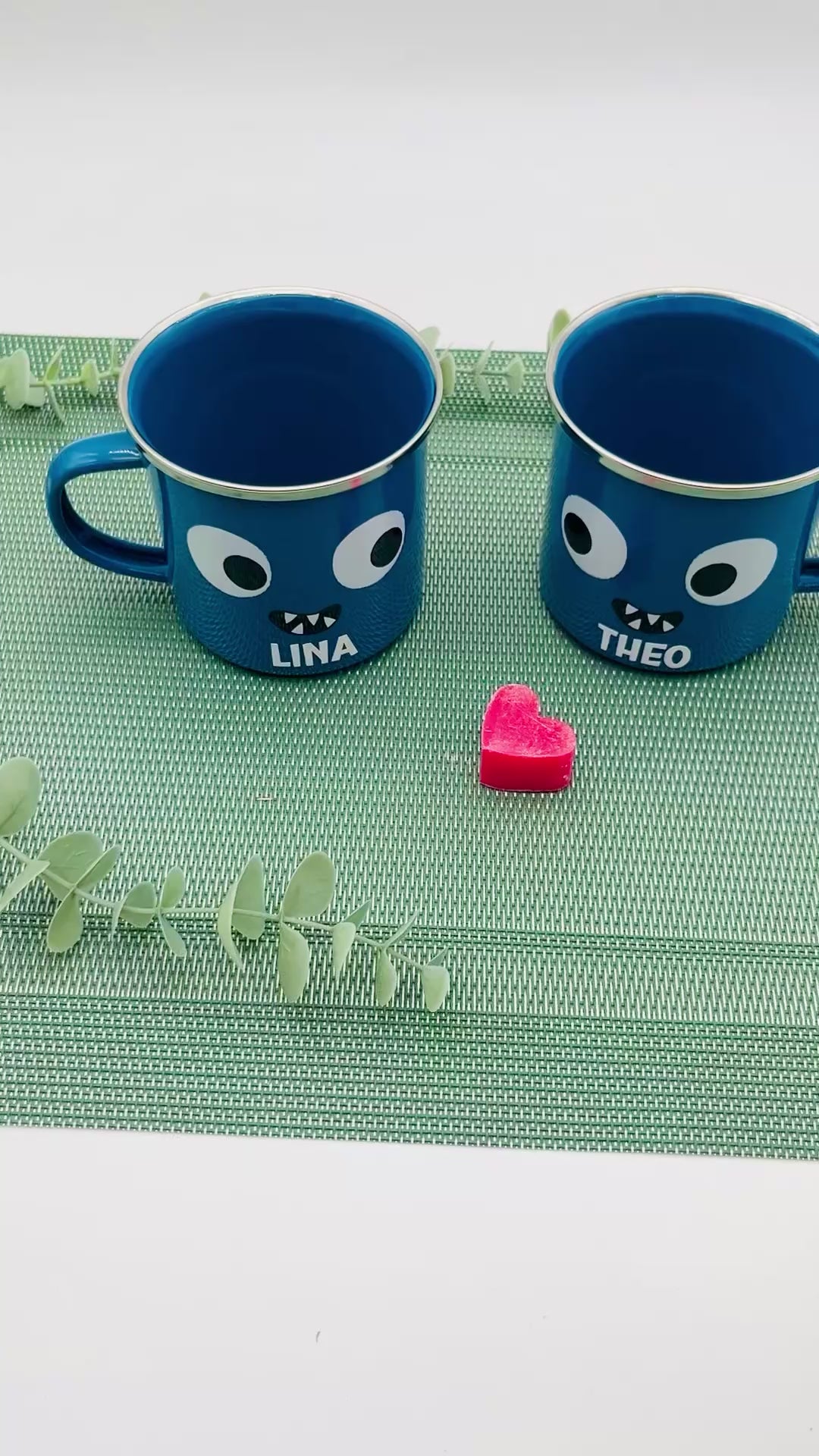 Personalisierte Monster Emaille Tasse | Kinder Tasse mit Namen | Camping Tasse | Geschenkidee für Kinder - Tasse Schulanfang - Sass&Belle