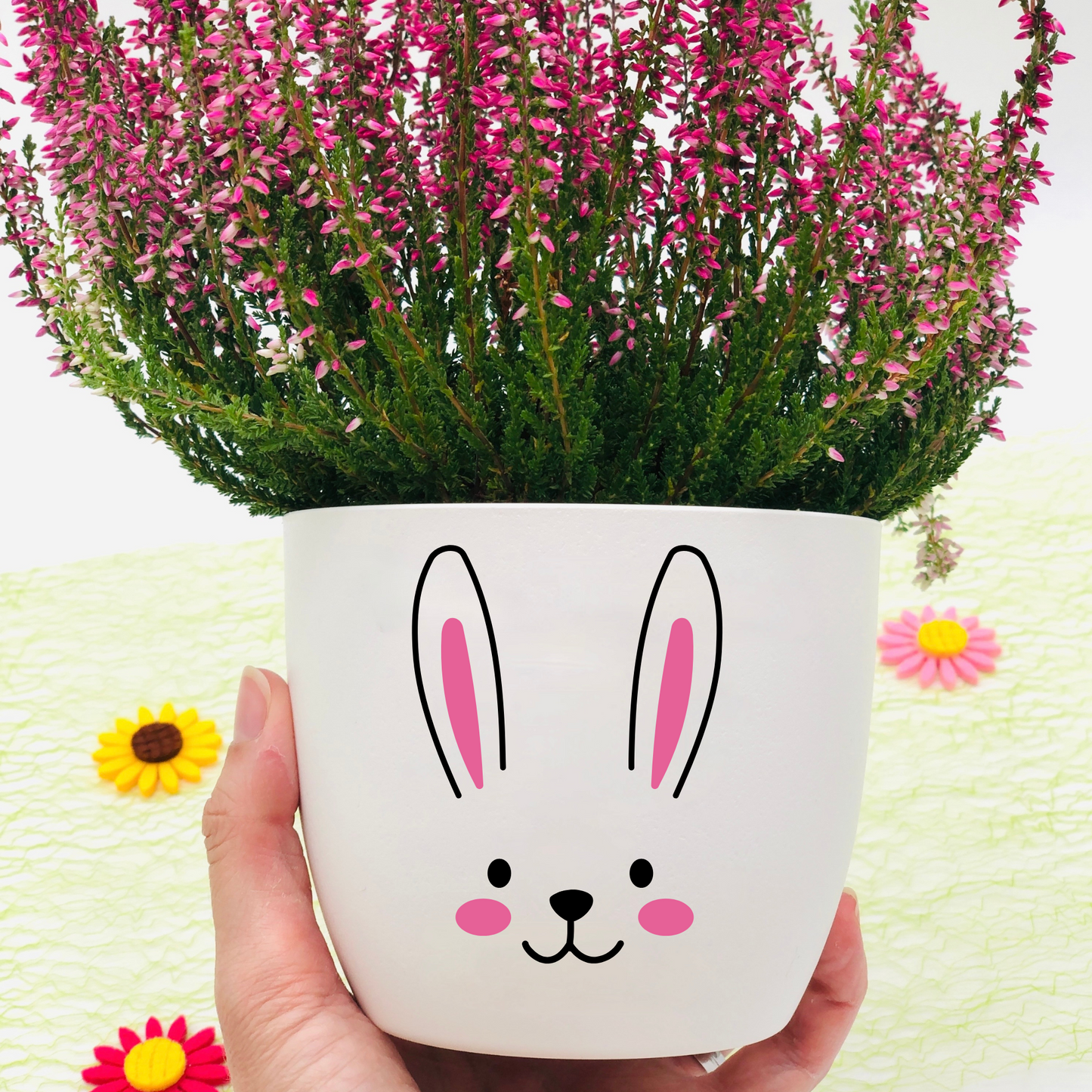 Flower pot cute animal face - gift idea child - planter animal face - happy plant pot children's room - decoration child personalized