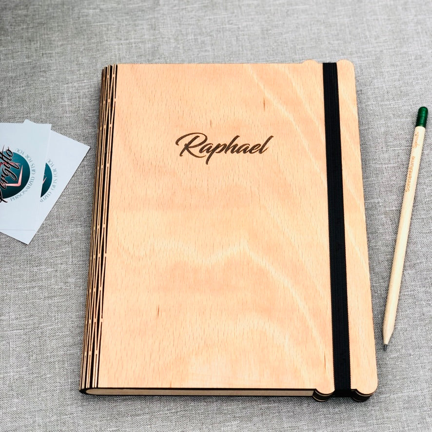 Notizbuch Hülle aus Holz - Geschenk Büro - Notebook Planner Office Organizer - geschäftliche Mappe für Büro - Kundengeschenk personalisiert