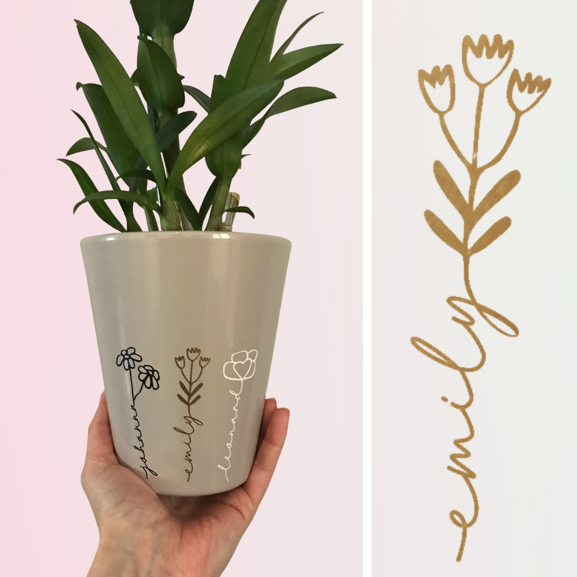 Aufkleber Schriftzug personalisiert - Sticker Blume und Name für Blume –  Pergifto