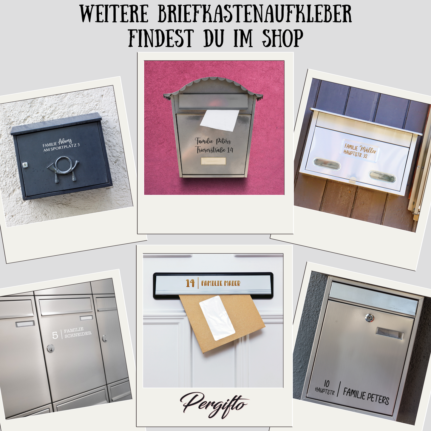 Briefkasten Aufkleber Namensschild - Familienname - Straße - Hausnumme –  Pergifto