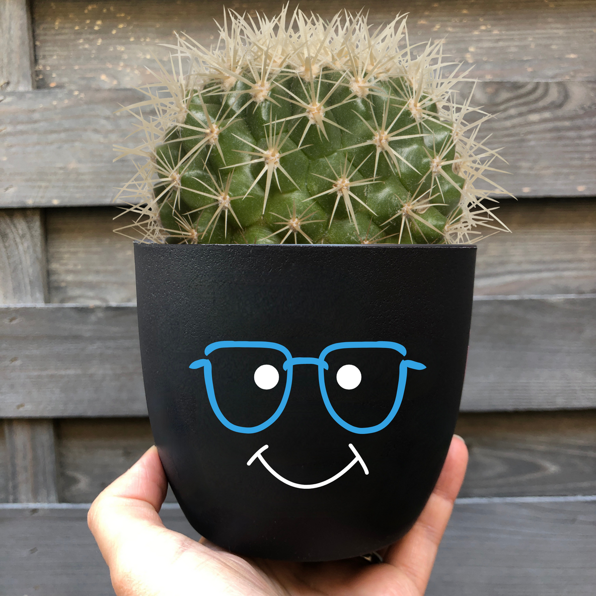 Blumentopf lustiges Gesicht mit Brille - Geschenk Blumenliebhaber