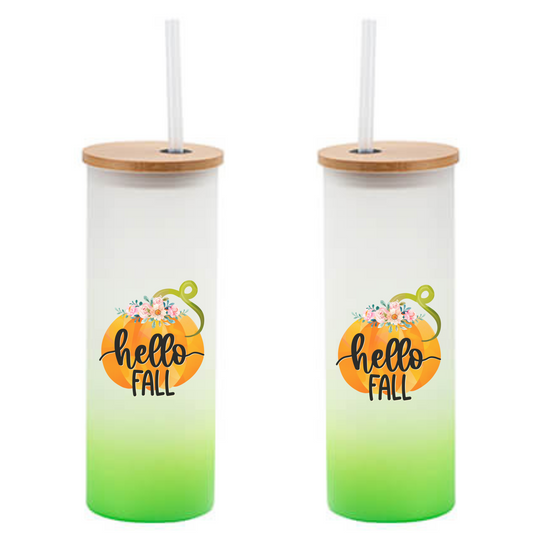 Tumbler grün mit Herbst Design - Geschenkidee