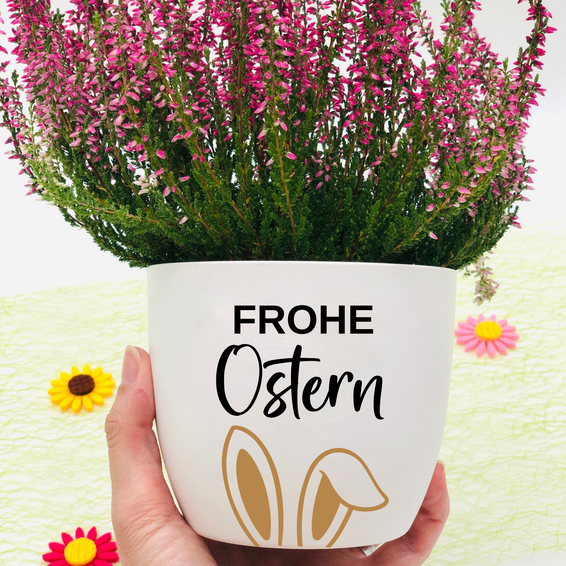 Blumentopf Frohe Ostern - Ostergeschenk Blumentopf - Blumentopf mit Spruch Ostern - Geschenkidee Ostern für Blumenliebhaber 