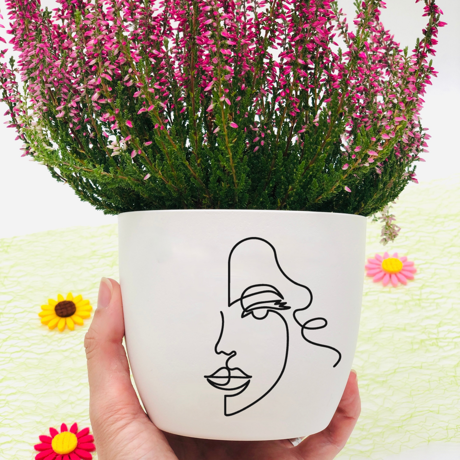 Blumentopf Gesicht Line Art - Geschenk beste Freundin oder Mama 