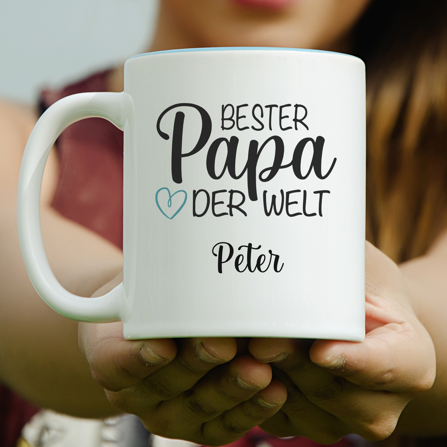 weiße Tasse mit Spruch: Bester Papa der Welt personalisiert