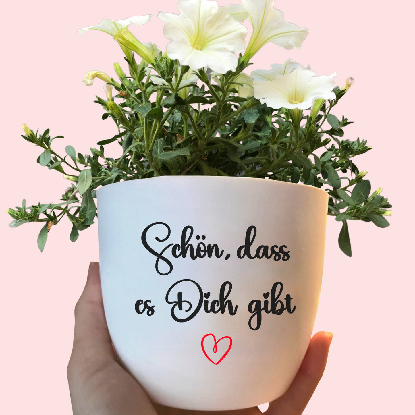 Blumentopf "Schön, dass es dich gibt" in weiß oder schwarz - Blumentopf mit Spruch - Geschenk Geburtstag - Muttertag - Geschenk für Frauen