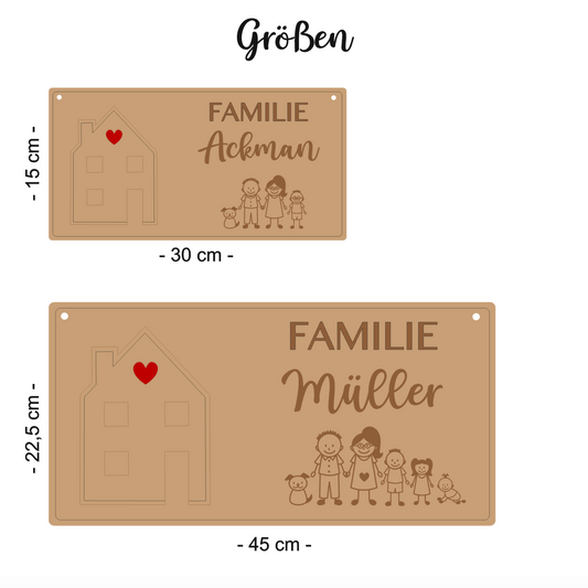 Design Holzschild Familie mit Haus