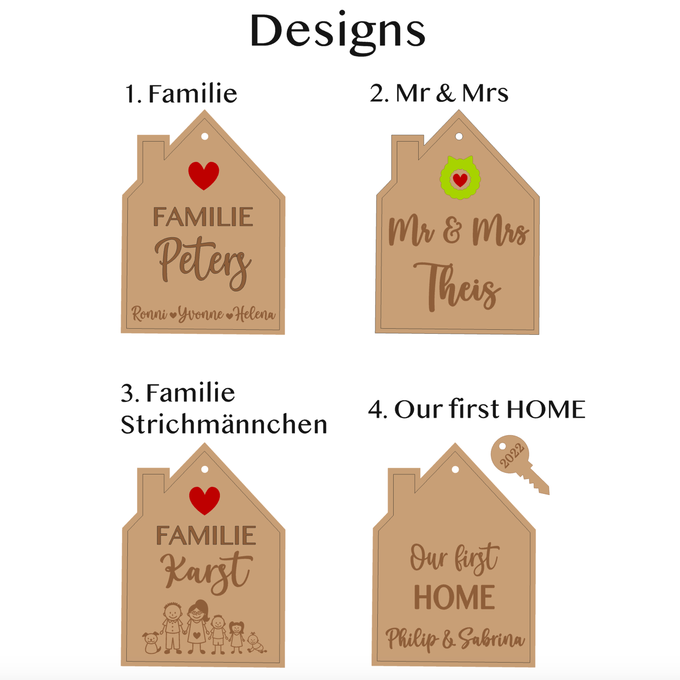 Designs Namensschild Haus Holz