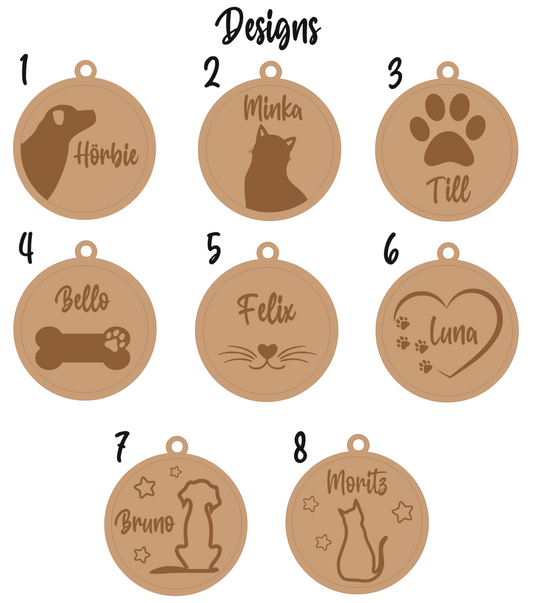 Weihnachtsornament Haustier mit Namen in Holz - nachhaltige Christbaumkugel Holz mit Namen Hund Katze - Weihnachtsbaumschmuck personalisiert