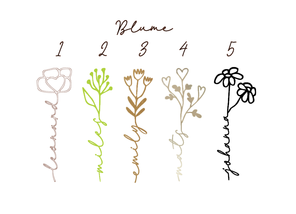 Aufkleber Schriftzug personalisiert - Sticker Blume und Name für Blume –  Pergifto