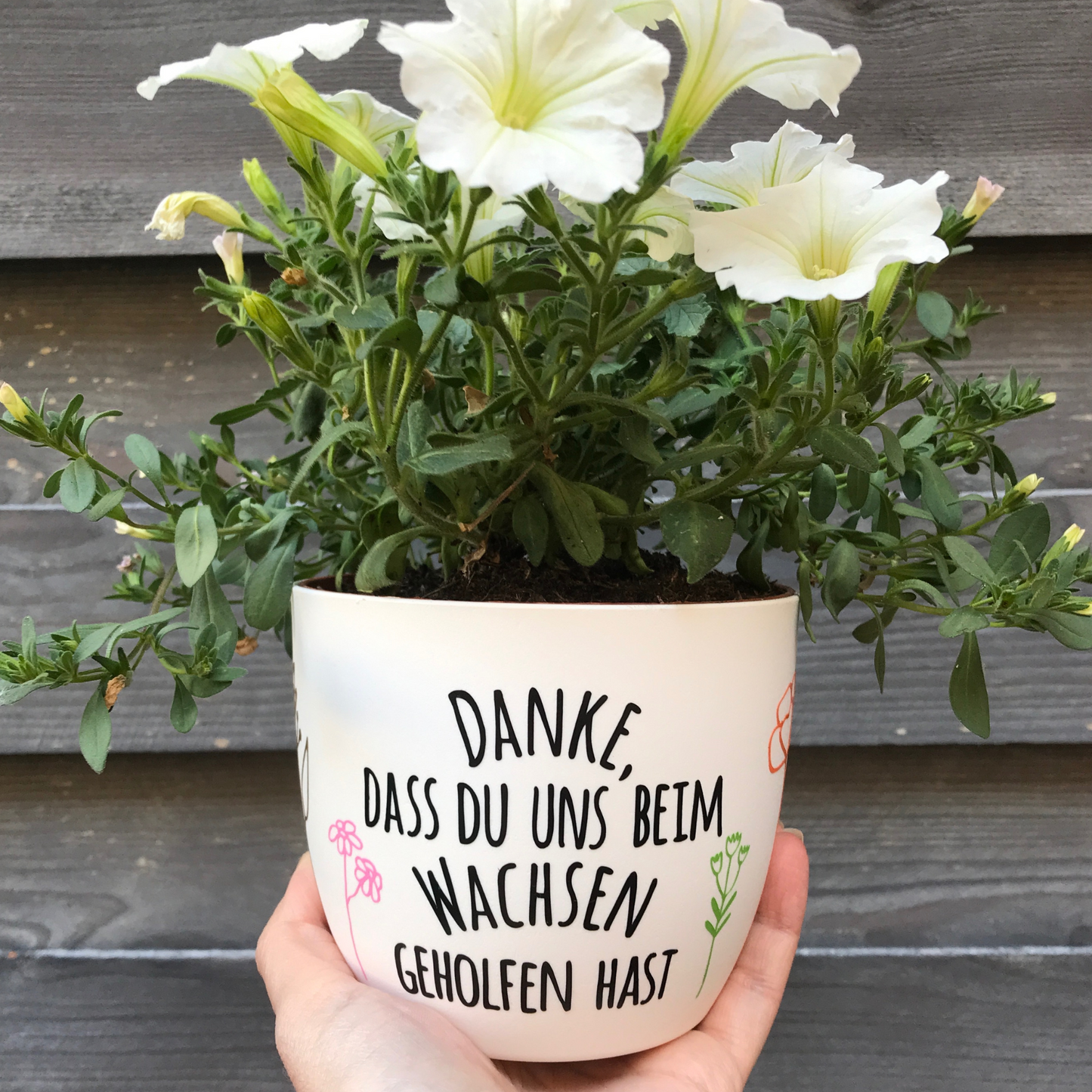 Sticker "Thank you for helping me/us grow" - farewell gift teacher or educator - sticker flower pot