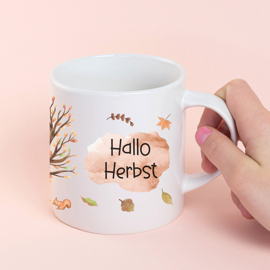 Tasse "Hallo Herbst" - "Hello Fall" - Tasse für den gemütlichen Herbst - Geschenkidee im Herbst - Kaffeetasse personalisiert