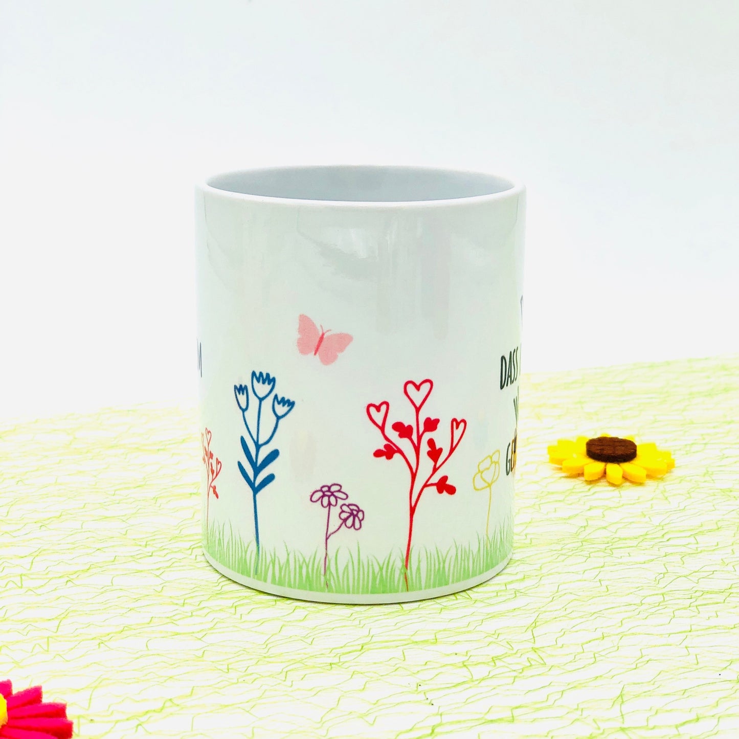 Personalized white cup - "Thank you for helping me/us grow" - farewell gift for teachers, educators, childminders