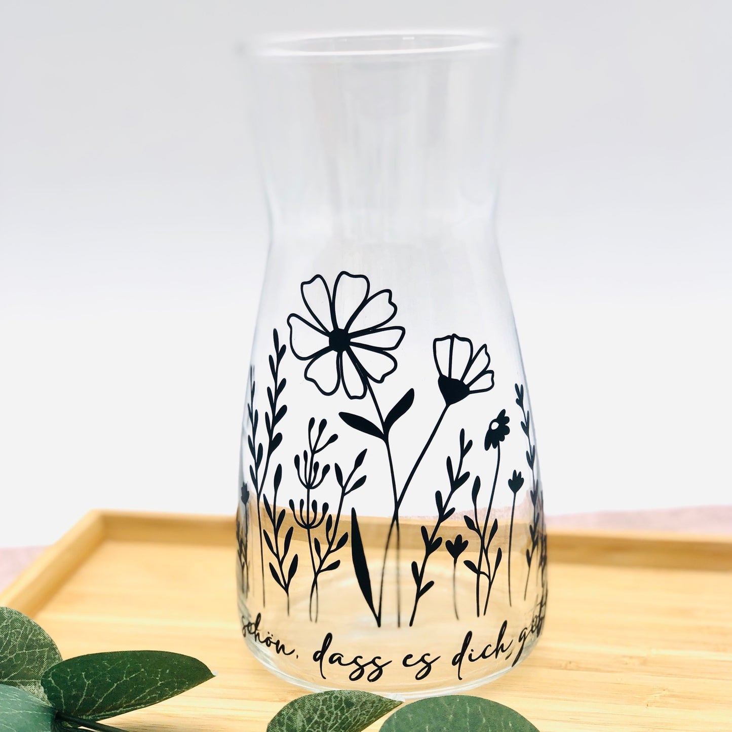 Flower vase personalized with flower meadow - glass vase gift birthday, Mother's Day, anniversary - table decoration - water carafe - vase
