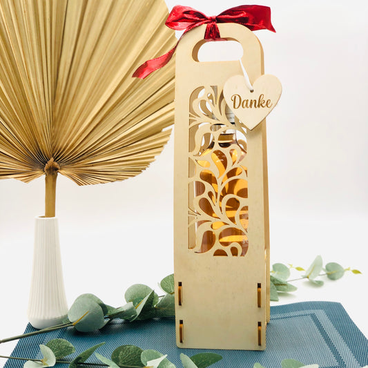 Wine bottle gift box - personalized wooden bottle packaging - gift packaging for wine bottles as a gift for employees