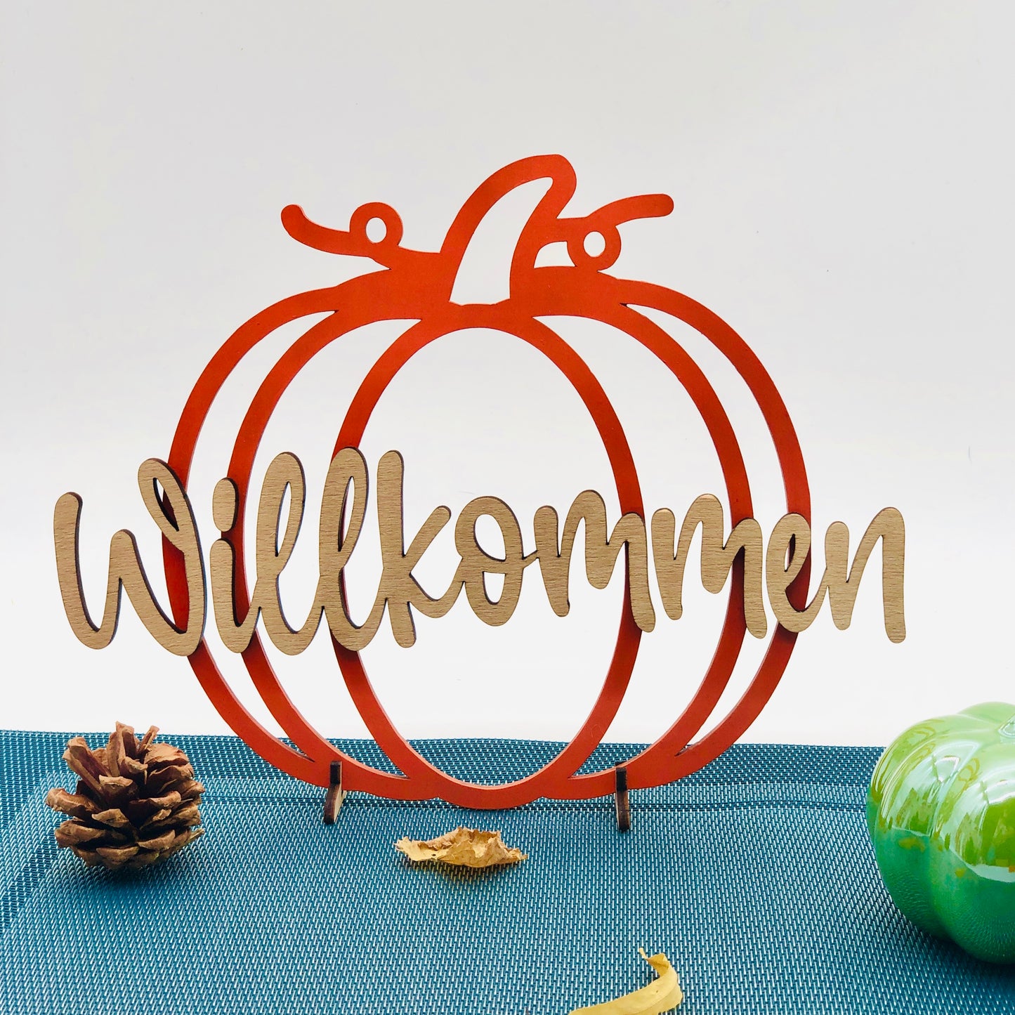 Pumpkin sign welcome - autumn wooden sign welcome - autumn decoration sign for hanging - gift idea autumn - farmhouse autumn decoration